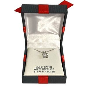 Lab Created White Sapphire Sterling Silver Pendant 18 inch Necklace
